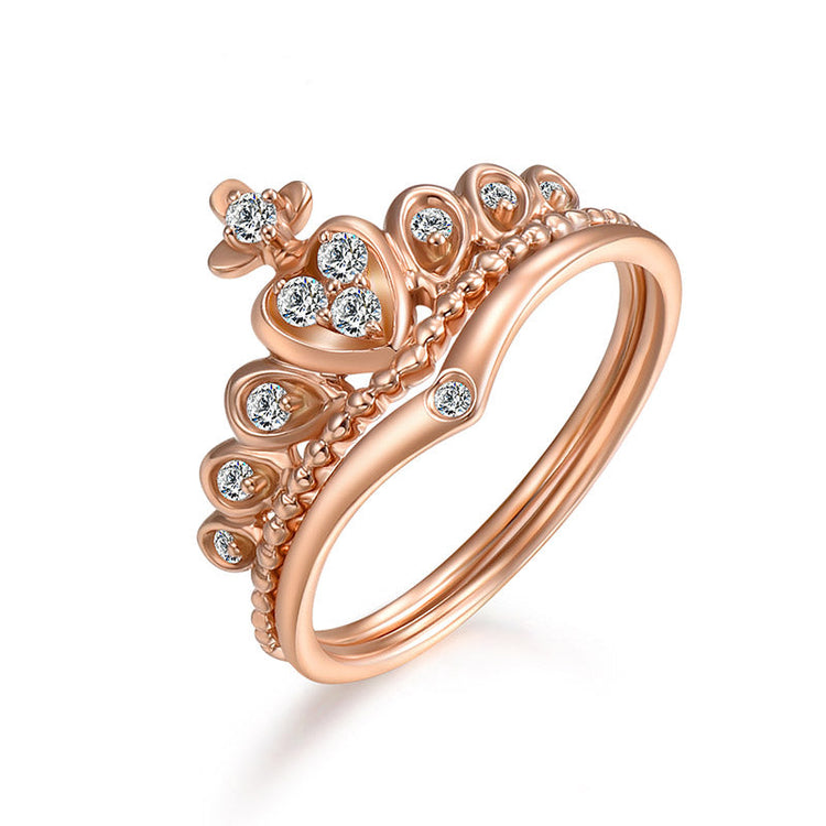 OnlyOne Roman Holiday Gift in 18K Rose Gold Crown Ring for Her - onlyone