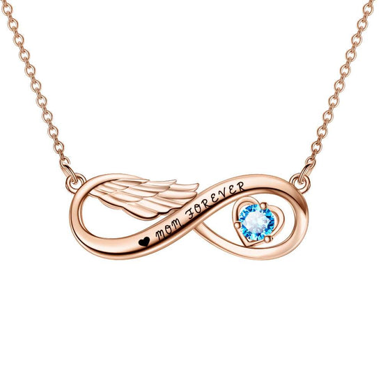 925 Sterling Silver Infinity Birthstone Names Necklace Nameplate Necklace, Mom Forever Gift For Mom - onlyone