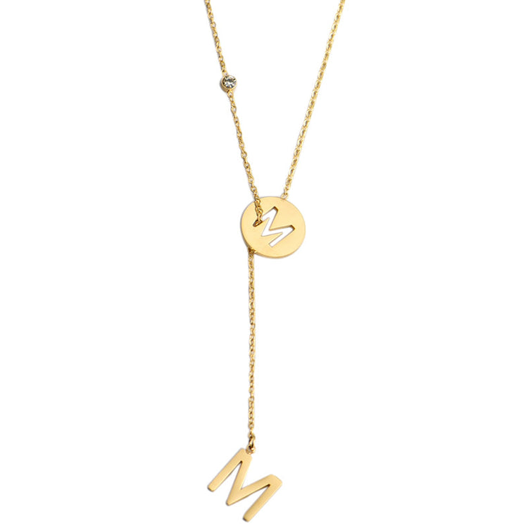 925 Sterling Silver Y Lariat Initial Necklace