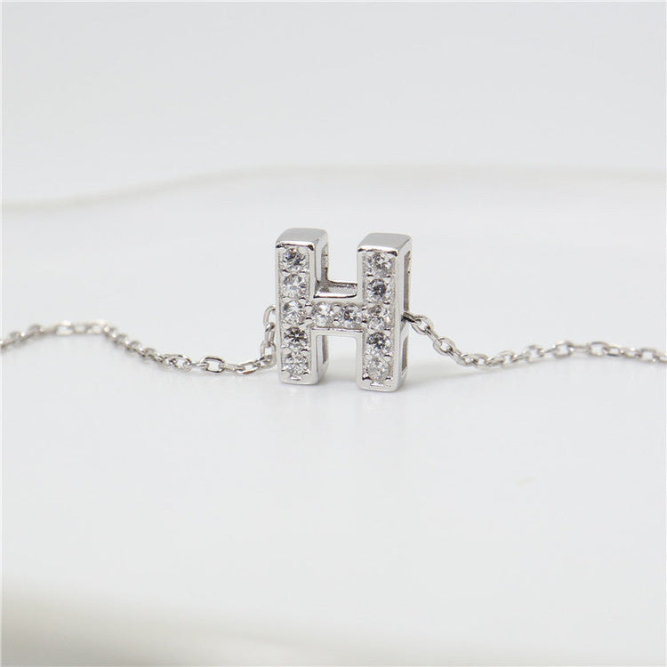 925 Sterling Silver Initial Necklace For Women With Zirconia Vote Necklace