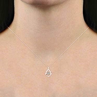 925 Sterling Silver 1/10ct Round Moissanite Diamond Pendant Necklace for Women - onlyone
