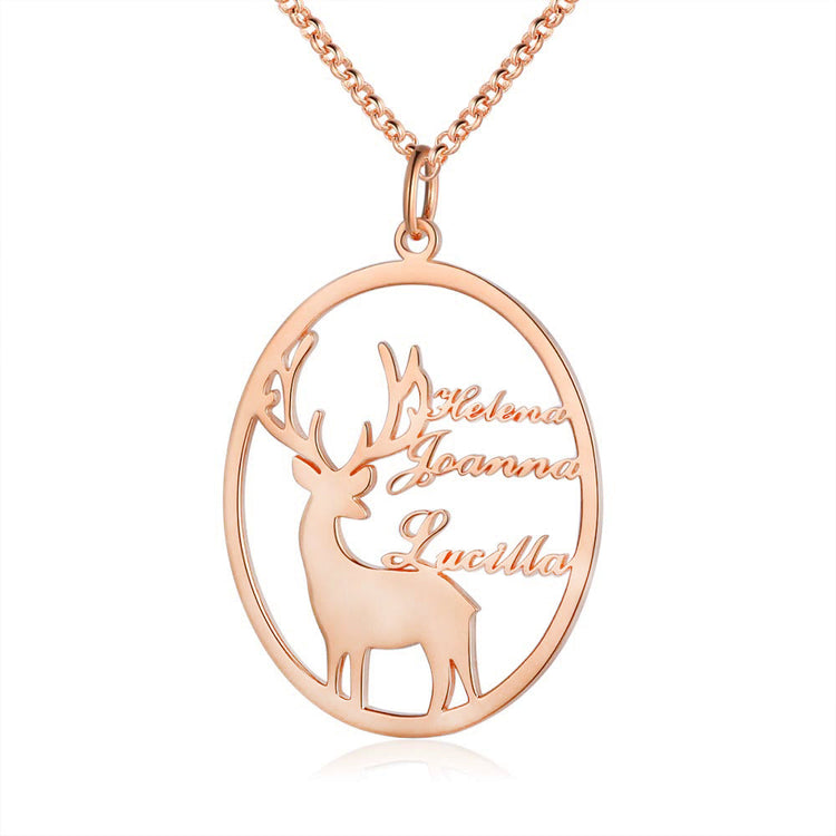925 Sterling Silver Personalized Reindeer Name Necklace