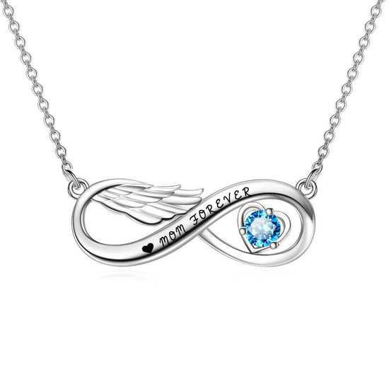 925 Sterling Silver Infinity Birthstone Names Necklace Nameplate Necklace, Mom Forever Gift For Mom - onlyone