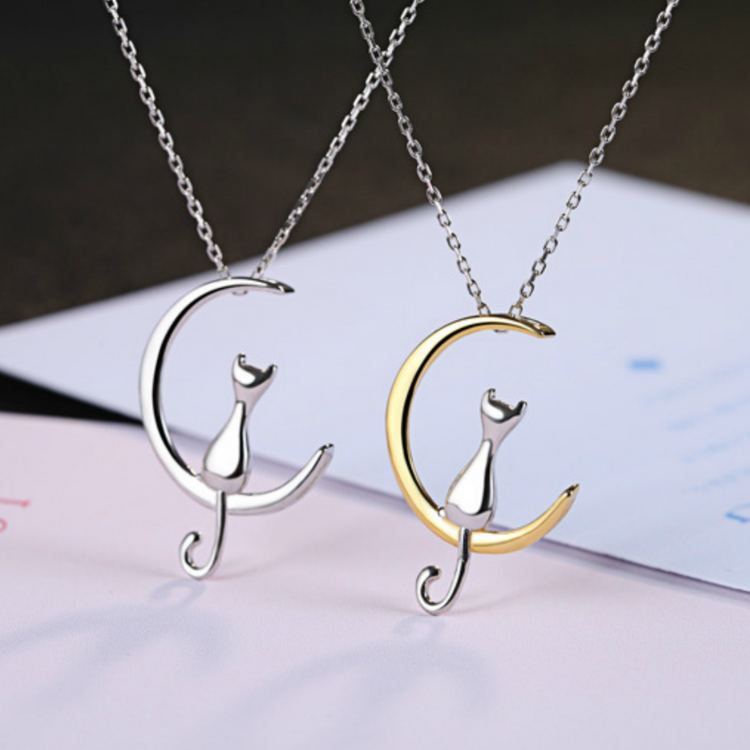 925 Sterling Silver Moonlight Cat Necklace - onlyone
