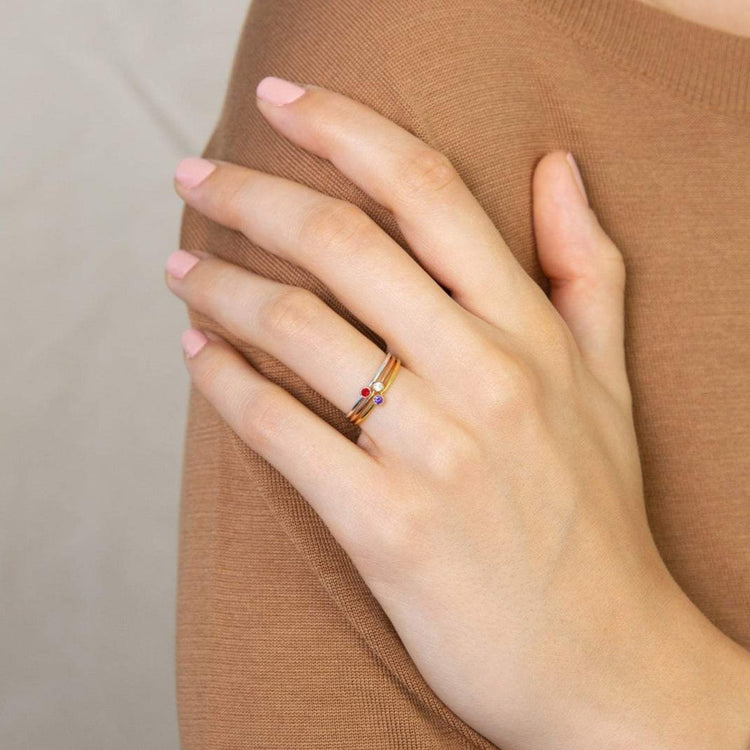 925 Sterling Silver Single Birthstone Ring