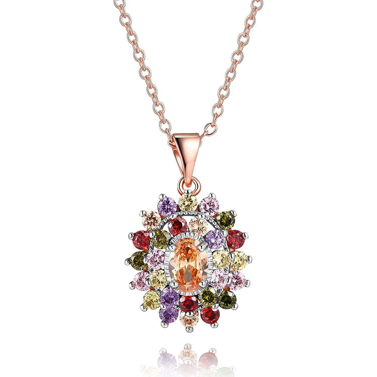 925 Sterling Silver Cubic Zirconia Multi Colored Stone Rings/Necklace/Earrings