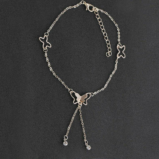 925 Sterling Silver Adjustable Butterfly Foot Bracelet Anklets for Girls - onlyone
