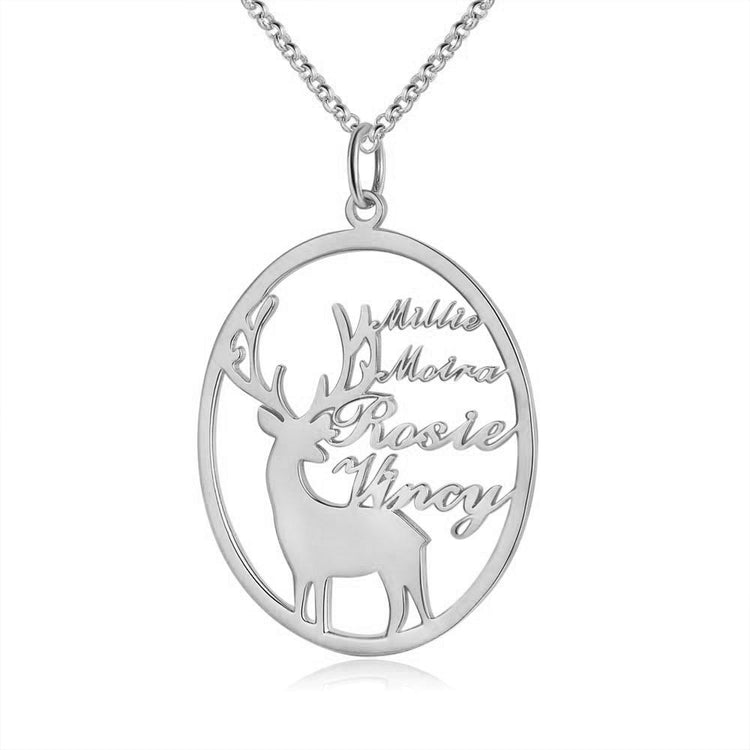 925 Sterling Silver Personalized Reindeer Name Necklace