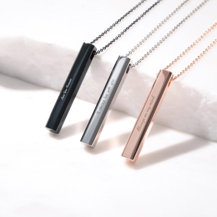 925 Sterling Silver Vertical Prisms Bar Necklace - onlyone