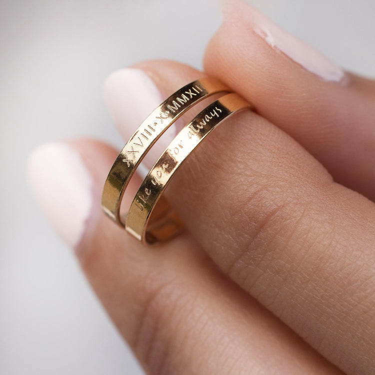925 Sterling Silber Personal isierte gravierte Ring, gravierte Band