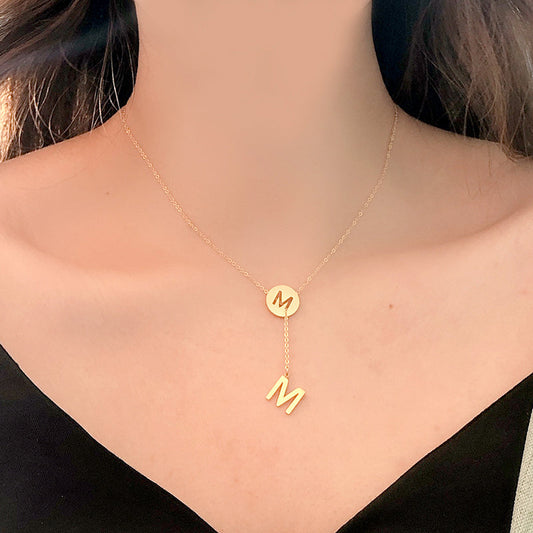 925 Sterling Silver Y Lariat Initial Necklace
