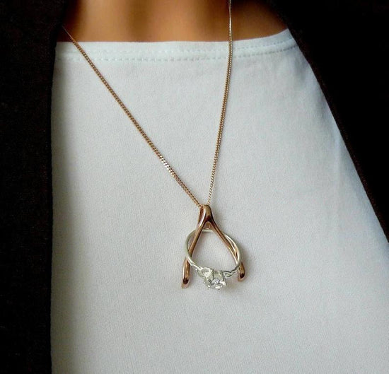 925 Sterling Silver Ring Holder Necklace  Wishbone Necklace Nurse Jewelry, Ring Keeper - onlyone