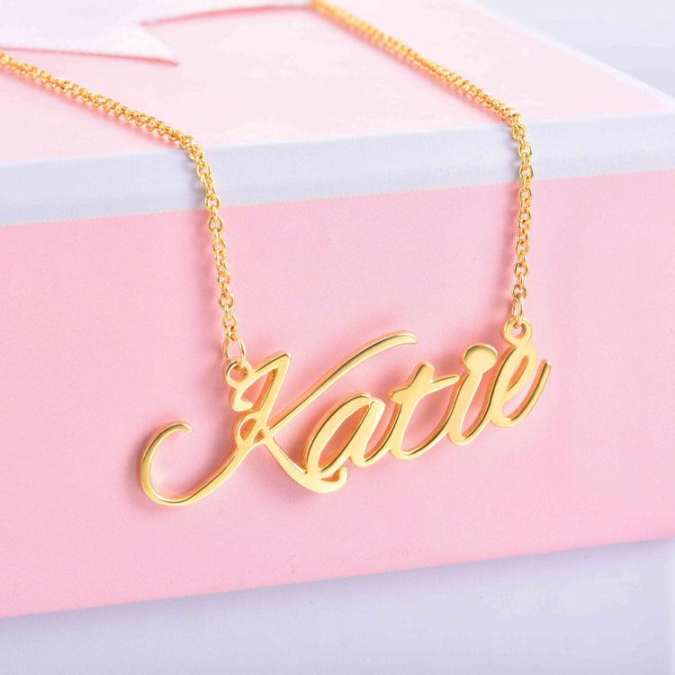 925 Sterling Silver Custom Katie Name Necklace Nameplate Necklace - onlyone