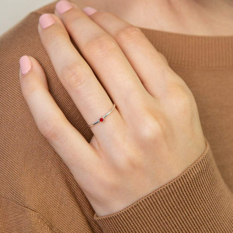 925 Sterling Silver Single Birthstone Ring