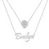 925 Sterling Silver Coin Name Double Layers Necklace, Nameplated Necklace - onlyone