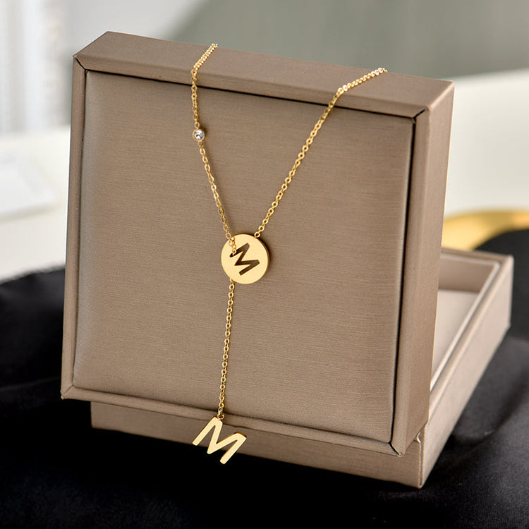 925 Sterling Silver Y Lariat Initial Necklace