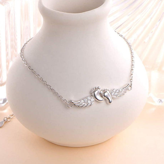 925 Sterling Silver Angel Wings Fashion Anklet Gift Anklet - onlyone