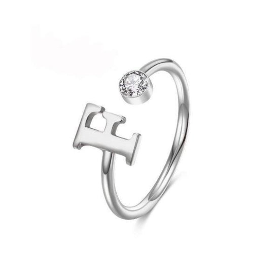 925 Sterling Silver Personalized Uppercase Letter Name Ring Nameplate Ring Birthstone Ring - onlyone