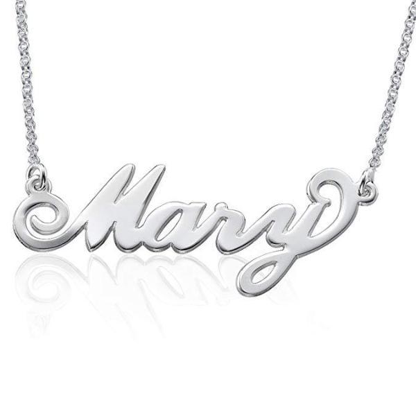 925 Sterling Silver "Mary" Style Custom Name Necklace Nameplate Necklace - onlyone