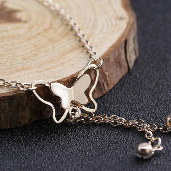 925 Sterling Silver Adjustable Butterfly Foot Bracelet Anklets for Girls - onlyone