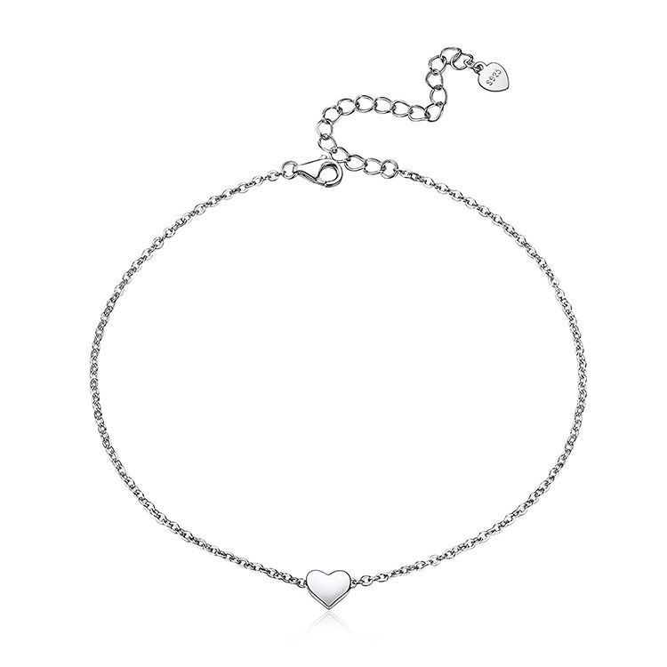 925 Sterling Silver Heart Initial Anklet For Women - onlyone
