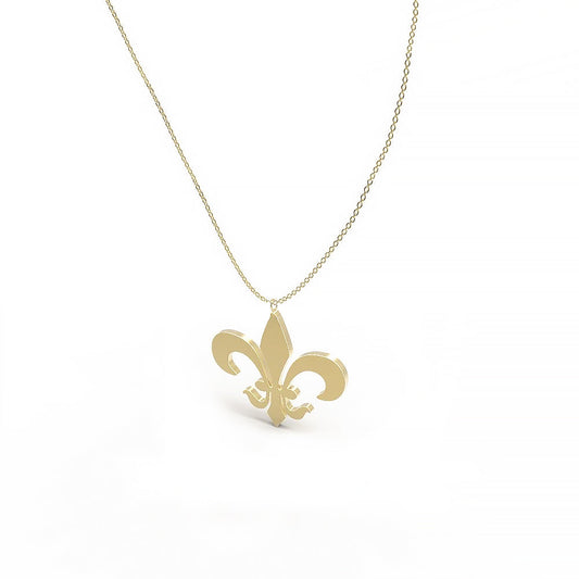 925 Sterling Silver Fleur De Lis Royal Lily Flower Pendant Necklace - onlyone
