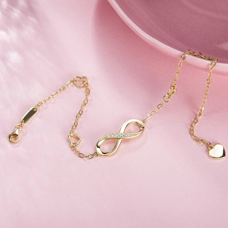 925 Sterling Silver Infinity Adjustable Anklet Bracelet - onlyone