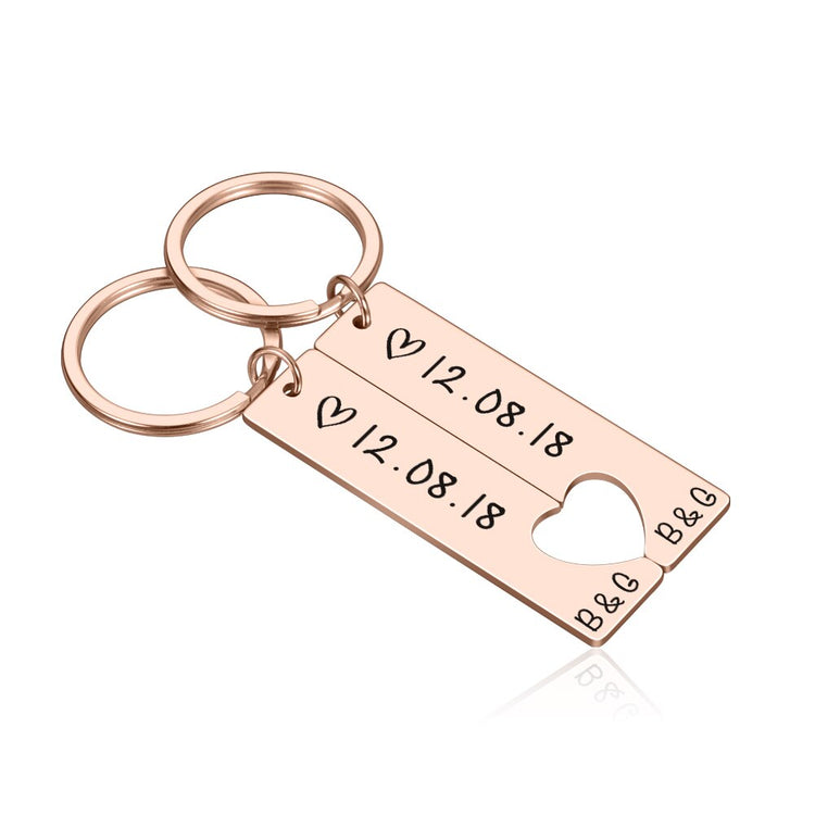 925 Sterling Silver Personalized Keychain Set