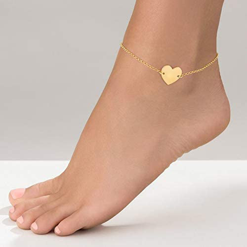 925 Sterling Silver Heart Shaped Initial Anklet - onlyone