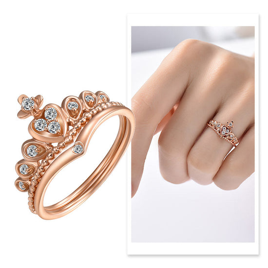 OnlyOne Roman Holiday Gift in 18K Rose Gold Crown Ring for Her - onlyone