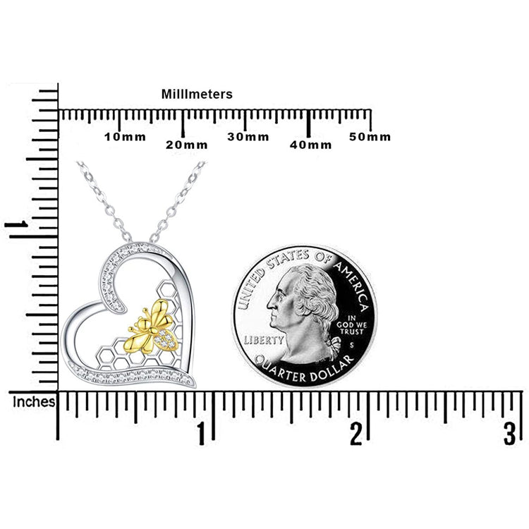 925 Sterling Silver Bee Heart Pendant Necklaces for Women Mother's Day Gifts for Her - onlyone