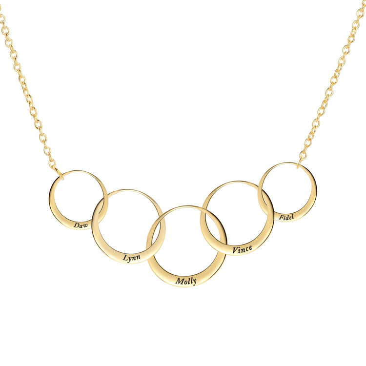 925 Sterling Silver 50th Birthday Gift For Mom / Grandmother Generations Chain Necklace Interlocking Ring Necklace - onlyone