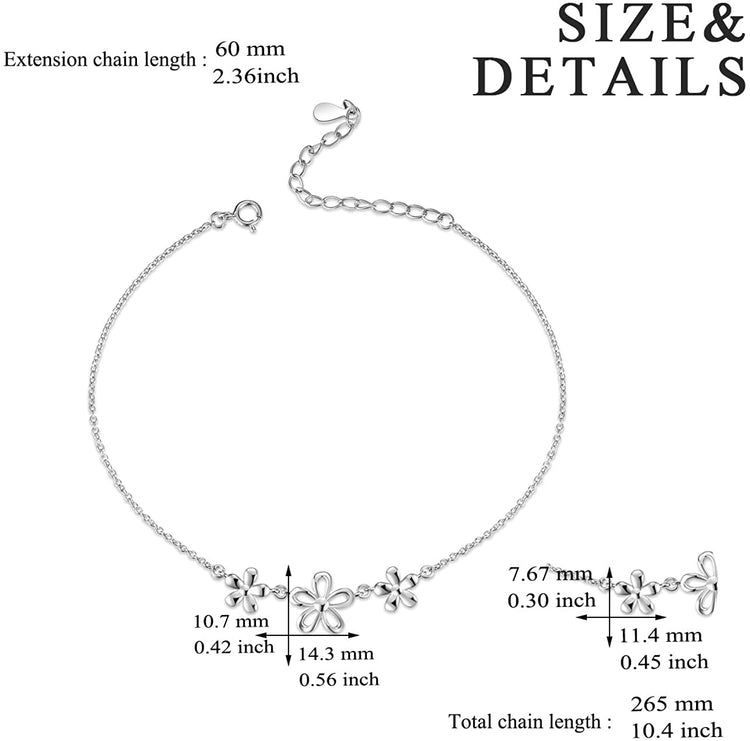 925 sterling silver daisy fashion women's anklet - onlyone