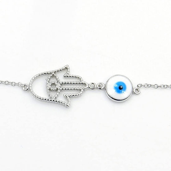 925 Sterling Silver Hamsa Hand Anklet - onlyone