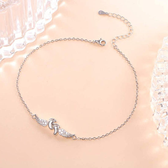 925 Sterling Silver Angel Wings Fashion Anklet Gift Anklet - onlyone