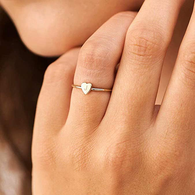 Bague Coeur Personnalisée Argent 925 Plaqué Or 18K