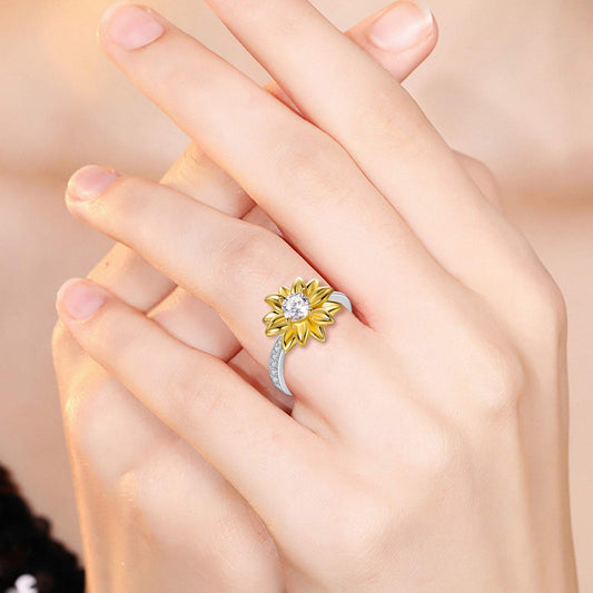 OnlyOne 925 Silver Golden Sunflower Ring with zirconia ring: â…?- onlyone