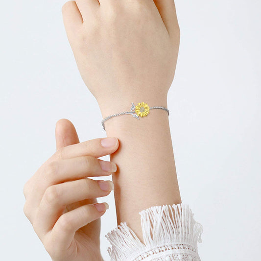 925 Sterling Silver Sunflower Bracelet - onlyone
