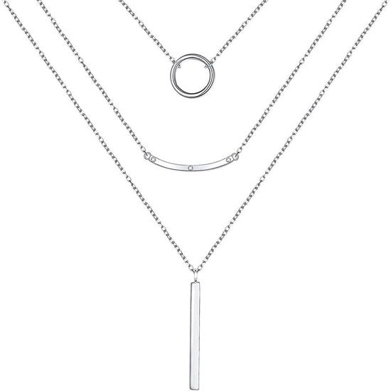 925 Sterling Silver 3 Multi Layer Necklace - onlyone