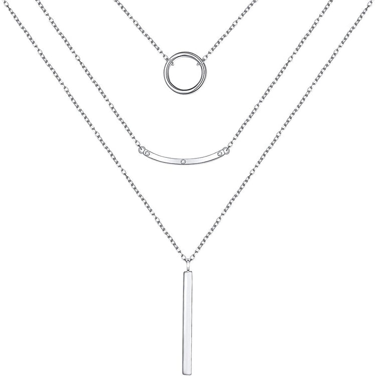 925 Sterling Silver 3 Multi Layer Necklace - onlyone