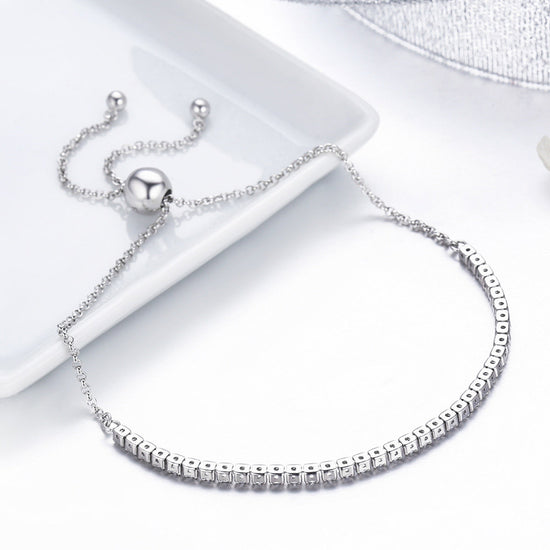 925 Sterling Silver Zircon Elegant Design Channel Setting Diamond Tennis Bracelet - onlyone