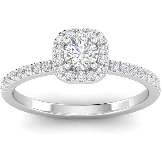 1/2ctw Diamond Halo Engagement Ring in 14k White Gold - onlyone