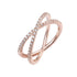 925 Sterling Silver X Ring Simulated Diamond CZ Criss Cross Ring for Women - onlyone