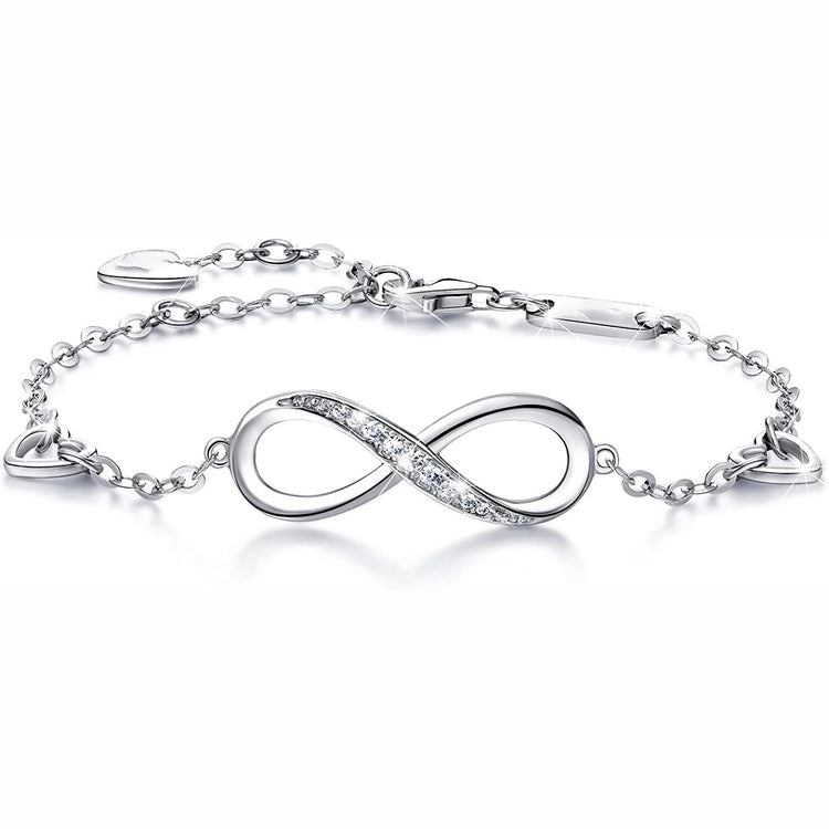 925 Sterling Silver Infinity Adjustable Anklet Bracelet