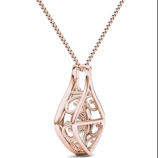 925 Sterling Silver 1/10ct Round Moissanite Diamond Pendant Necklace for Women - onlyone