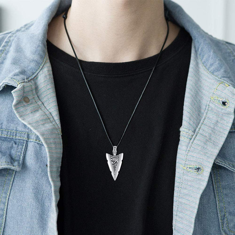 925 Sterling Silver Eye of Horus Arrowhead Necklace