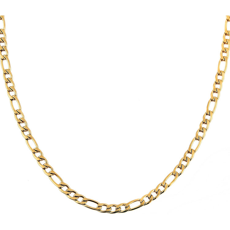 925 Sterling Silver 3.7mm Mens Gold Chain Necklace Figaro Link Chain Necklace, Gift For Him