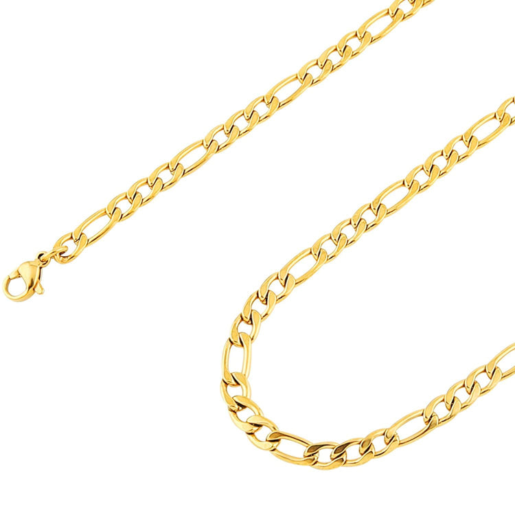 925 Sterling Silver 3.7mm Mens Gold Chain Necklace Figaro Link Chain Necklace, Gift For Him