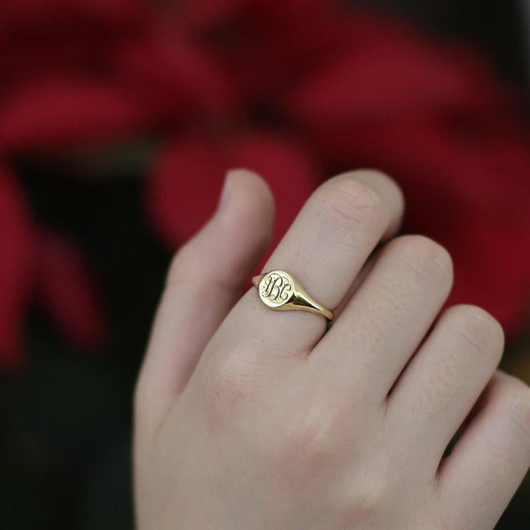 925 Sterling Silver Round Name Ring