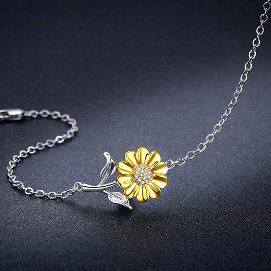 925 Sterling Silver Sunflower Bracelet - onlyone